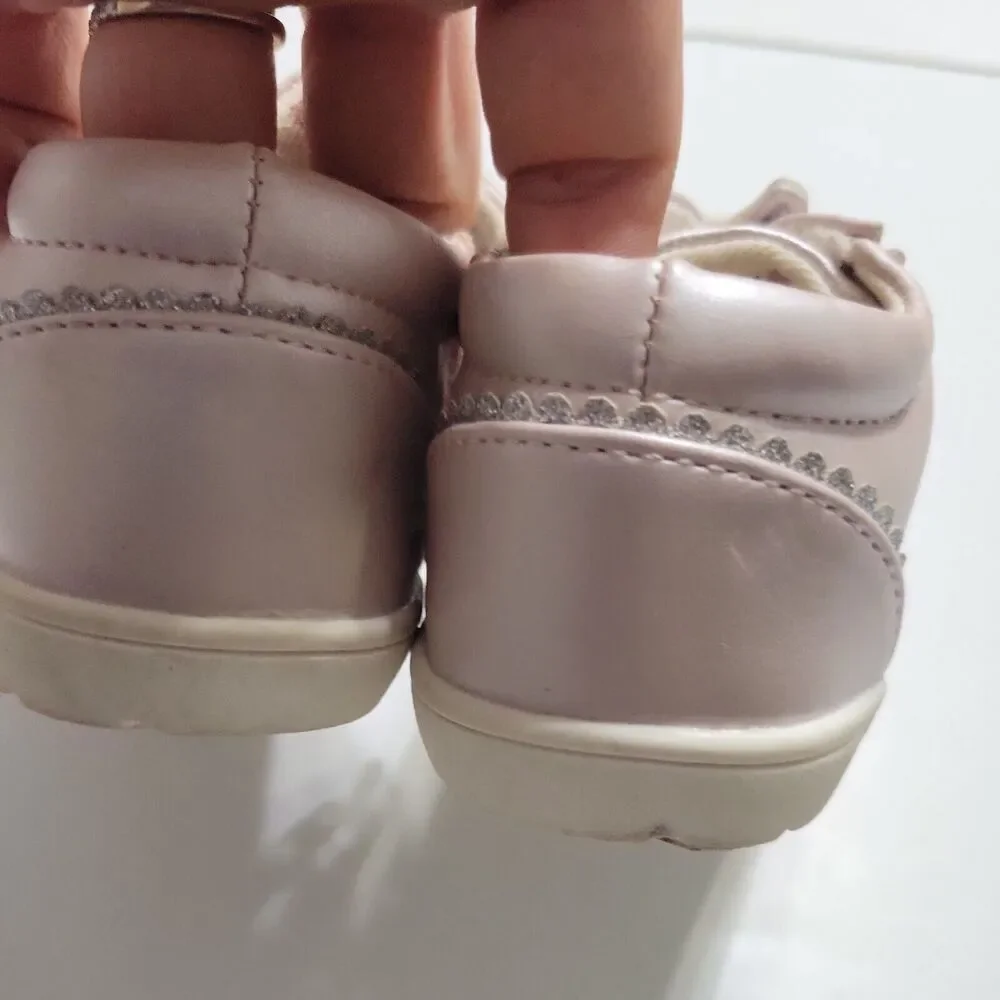 Born Girls 5 Bailey Mika Pink Silver Side Zipper Lace Low Top Shoes Sparkle Lama